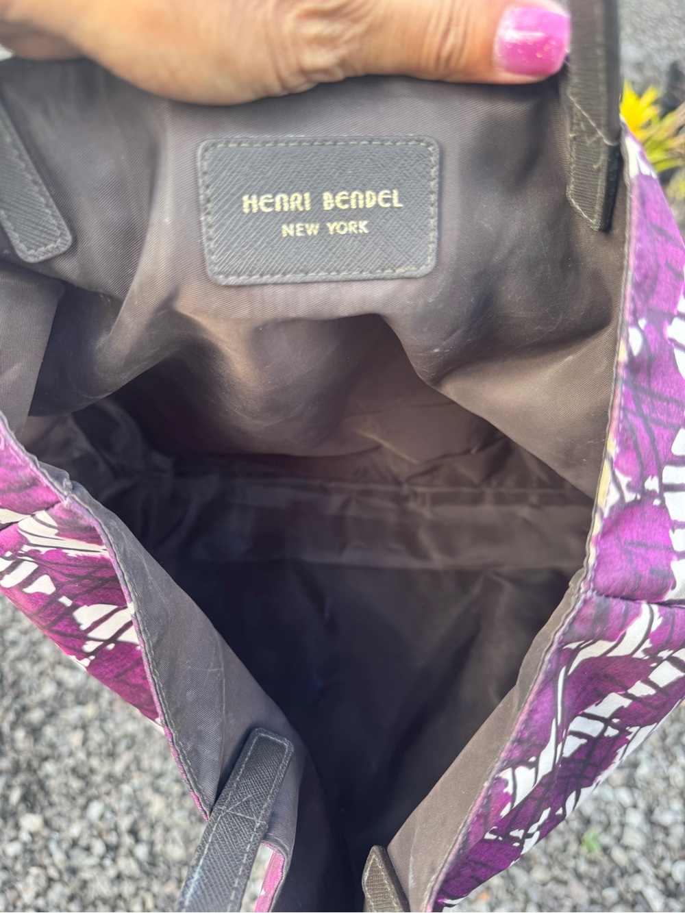 Henri Bendel NYC Graphic Tote Purple Print Fashion Illustration Shopper Bag - Picture 9 of 10